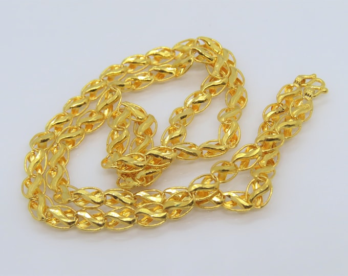 Vintage 23K 980 Gold Link Chain Necklace 18''