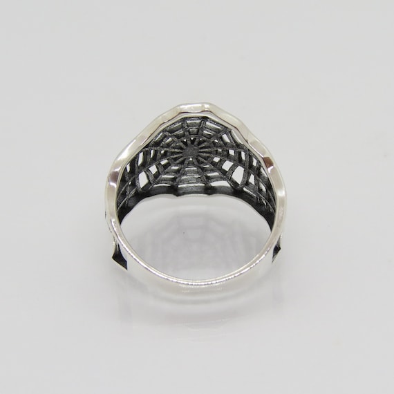 Vintage Sterling Silver Spider Web Ring Size 8 - image 2