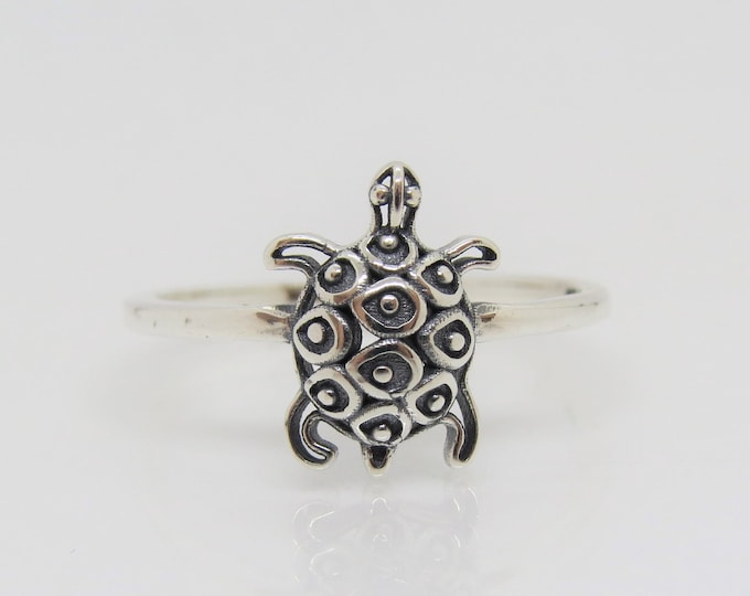 Vintage Sterling Silver Turtle Ring Size 7