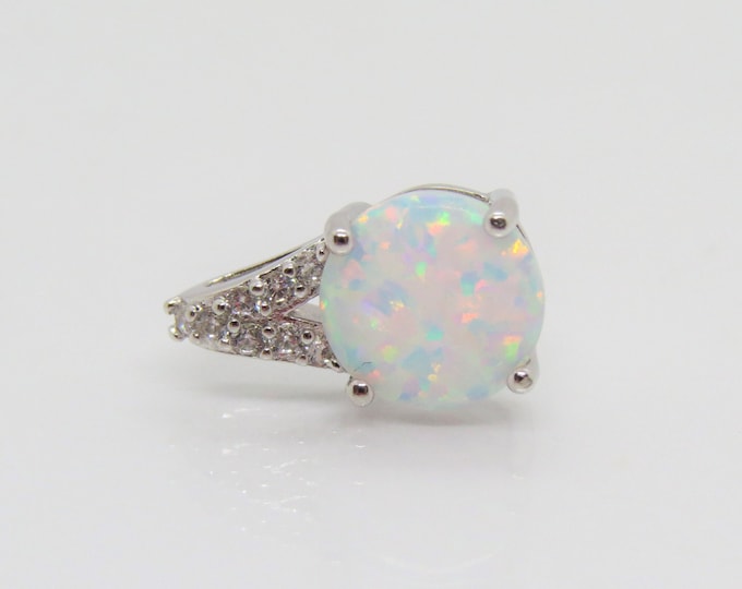 Vintage Sterling Silver White Opal & White Topaz Pendant