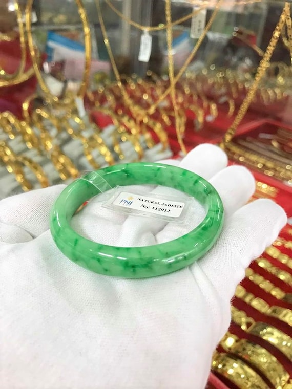 Vintage Translucent Natural Green Jadeite Jade Ban