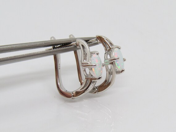 Vintage Sterling Silver Round cut Fire Opal Earri… - image 6