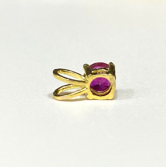 Vintage 18K Solid Gold Round cut Ruby Tiny Pendan… - image 5