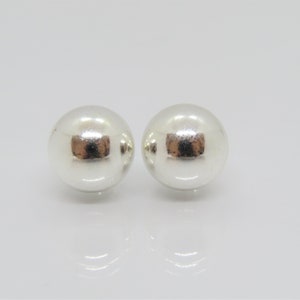 Vintage Sterling Silver Ball Stud Earrings 12MM