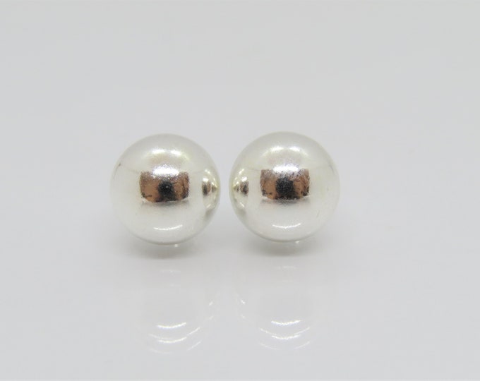 Vintage Sterling Silver Ball Stud Earrings 12MM