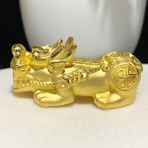Vintage 24K 999 Pure Gold Pixiu, Dragon Charm Pendant Make for Bracelet.
