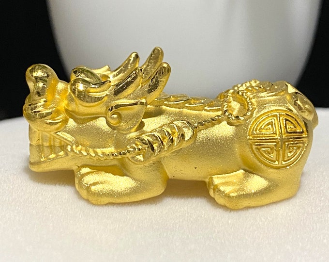 Vintage 24K 999 Pure Gold Pixiu, Dragon Charm Pendant Make for Bracelet.