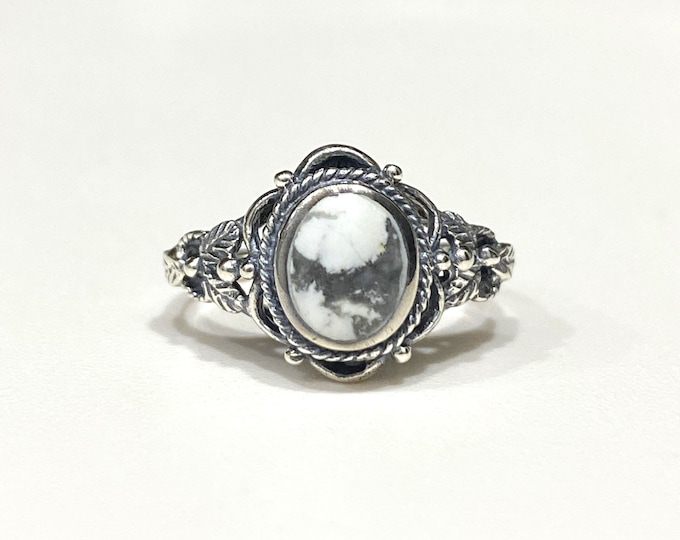 Sterling Silver Turquoise Leaf Ring Size 5