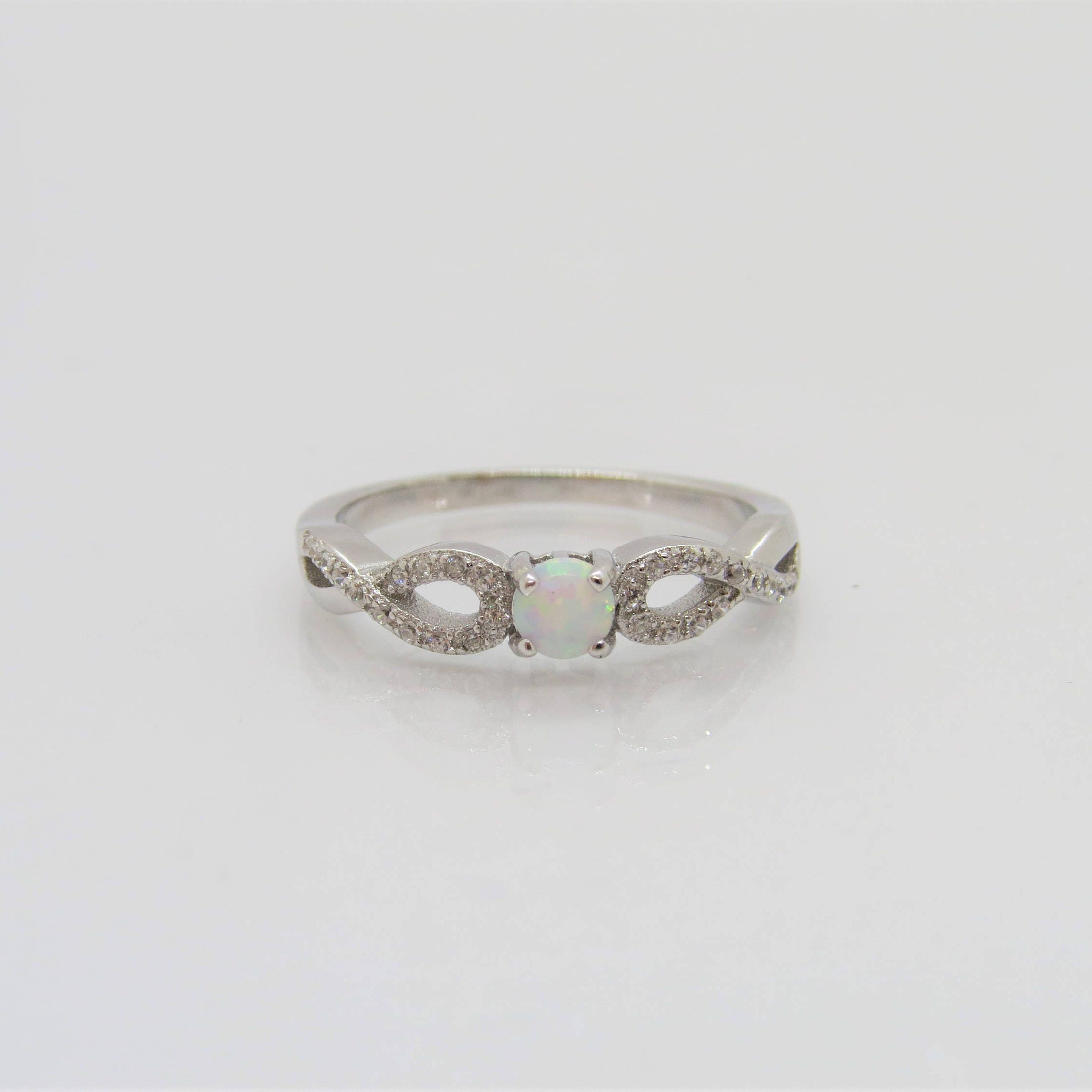 Vintage Sterling Silver Small Round Cut White Opal & White - Etsy