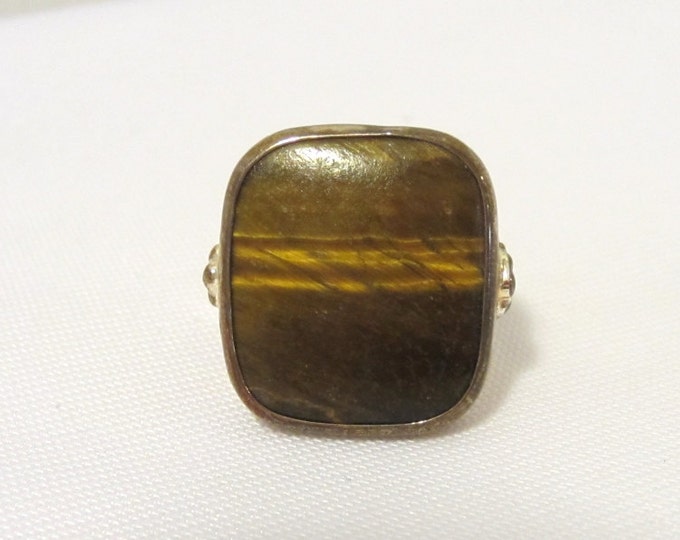 Vintage Sterling silver Natural Tigers Eye Dome Ring Size 7