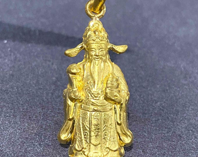 Vintage 24K Gold God of Wealth Pendant - 4.5 grams.