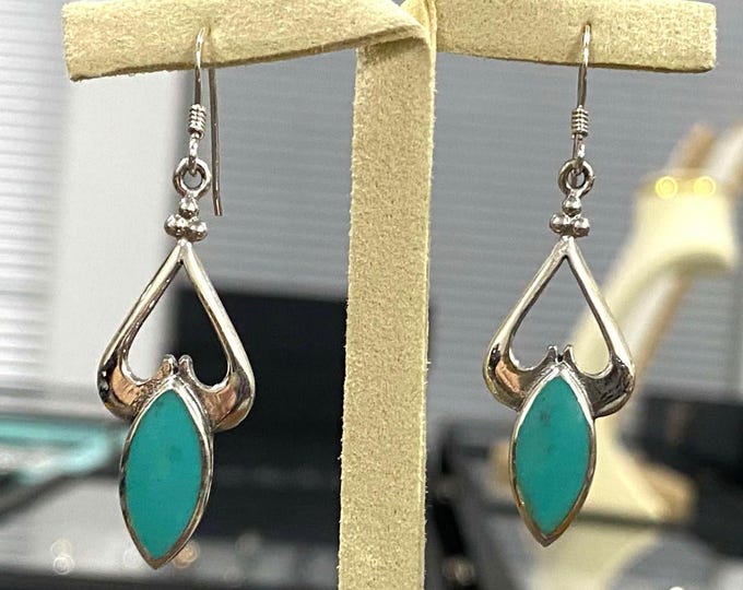 Sterling Silver Turquoise Dangle Earrings.