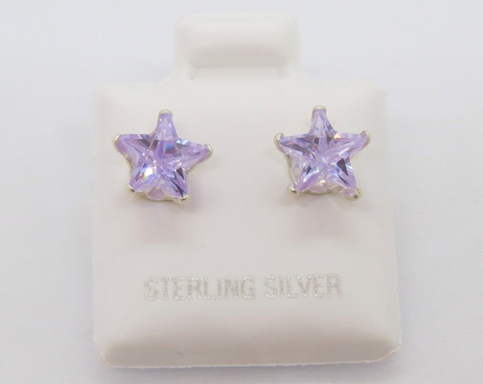 Sterling Silver Star cut Light Purple Lavender Topaz Stud Earrings 7MM