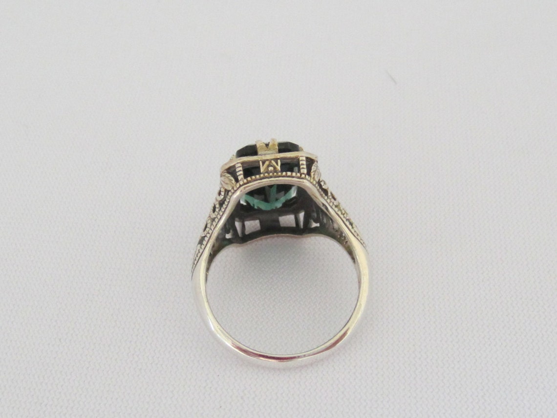 Vintage Sterling Silver Emerald Filigree Ring Size 9 - Etsy