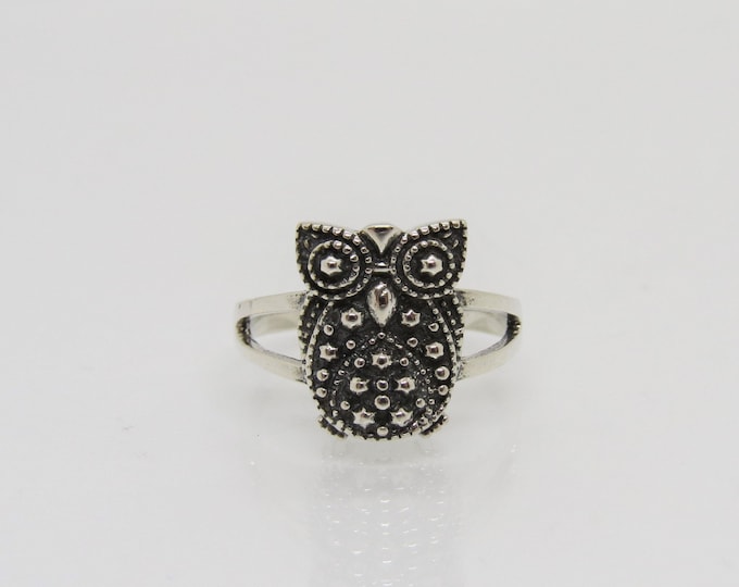 Vintage Sterling Silver Owl Ring Size 9