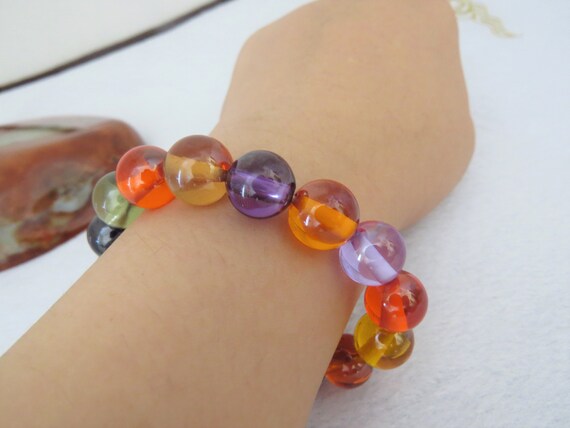 Vintage Jewelry Multicolor Naga Eye Bangle Bracel… - image 8