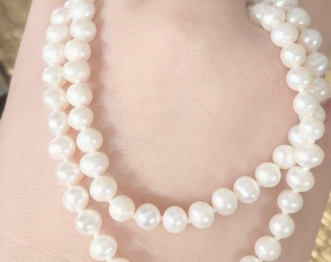 Genuine Freshwater Pearl Necklace Vintage 925 Sterling Silver.