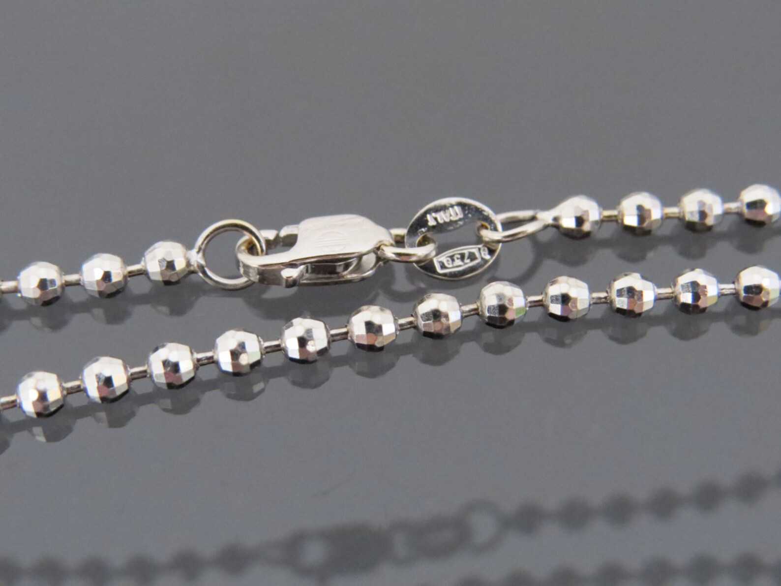 Vintage Italian 18K 750 Solid White Gold Ball Chain Necklace Etsy