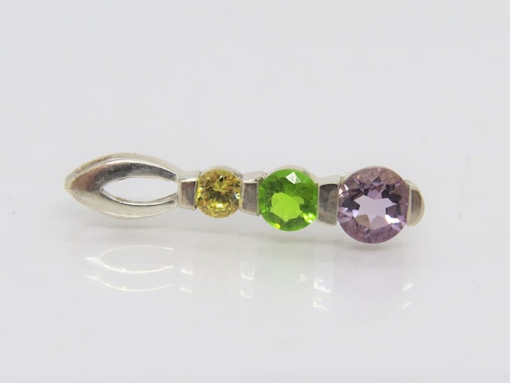 Vintage Sterling Silver Amethyst, Citrine & Perid… - image 2