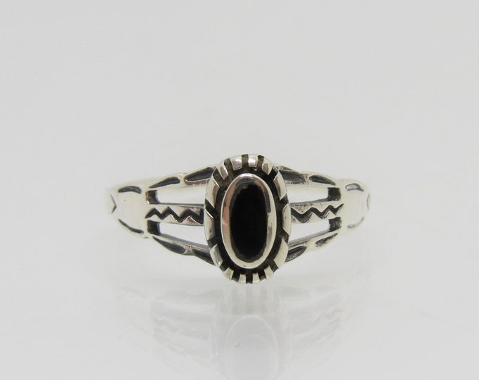 Vintage Sterling Silver Black Onyx Ring Size 9
