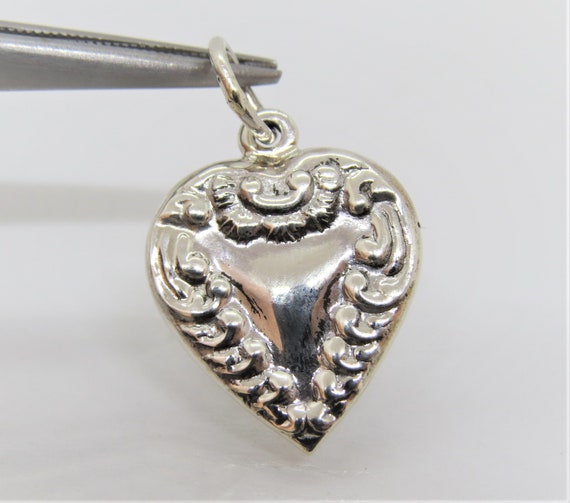 Vintage Sterling Silver Heart Pendant - image 1