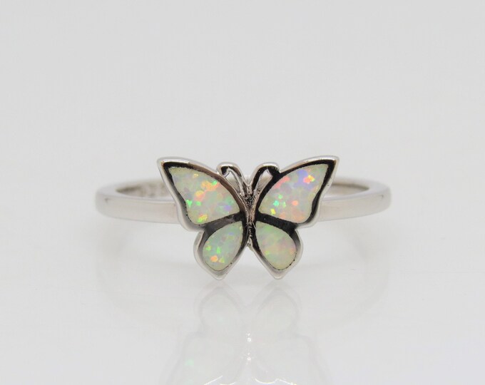 Sterling Silver Fire Opal Butterfly Ring.