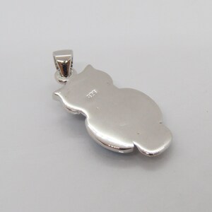 May include: Silver owl pendant with a 925 stamp on the back.