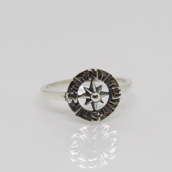 Vintage Sterling Silver Compass Ring Size 7 - image 6