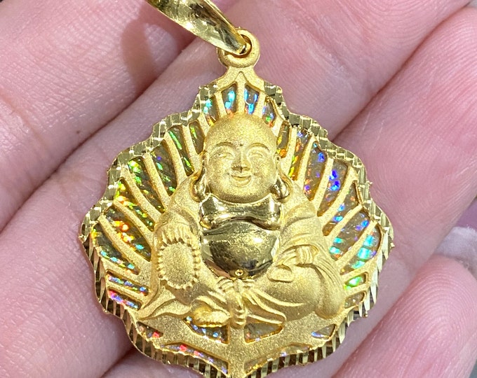 Vintage 24K 980 Pure Gold Laughing Buddha, Happy Buddha Pendant. Duc Phat Di Lac.