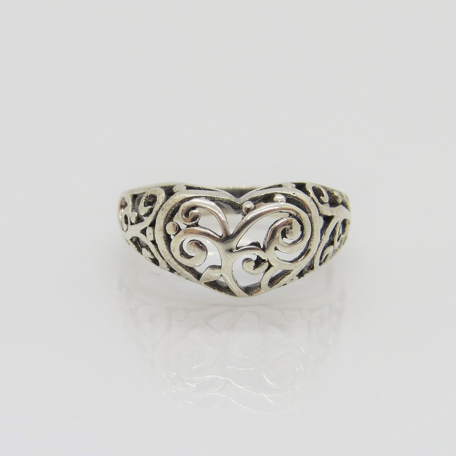 Vintage Sterling Silver Filigree Heart Ring Size 7 - Etsy
