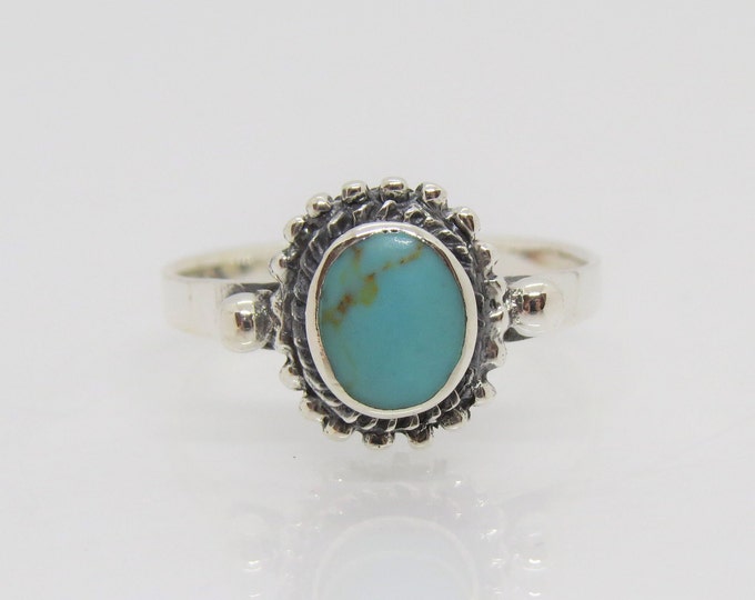 Vintage Sterling Silver Turquoise Ring Size 7