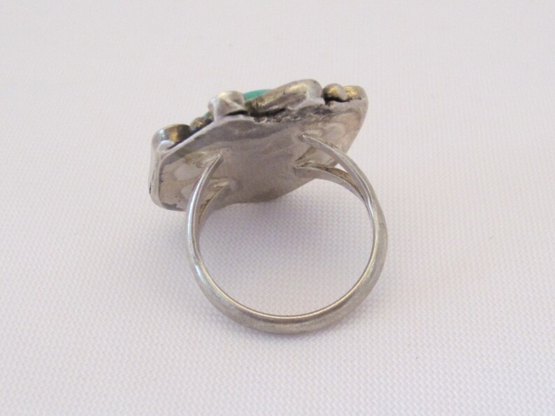 Vintage Sterling Silver Natural Turquoise Ring Size 7.5