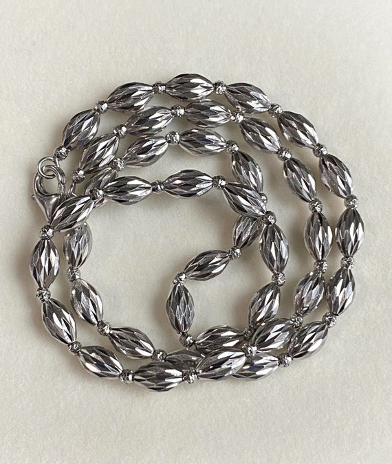 Vintage 18K 750 Solid White Gold Ball Link Chain … - image 3