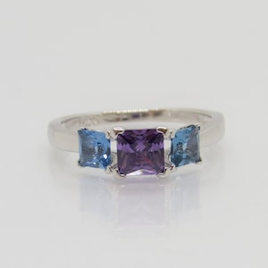 Vintage Sterling Silver Amethyst & Aquamarine Ring Size 7