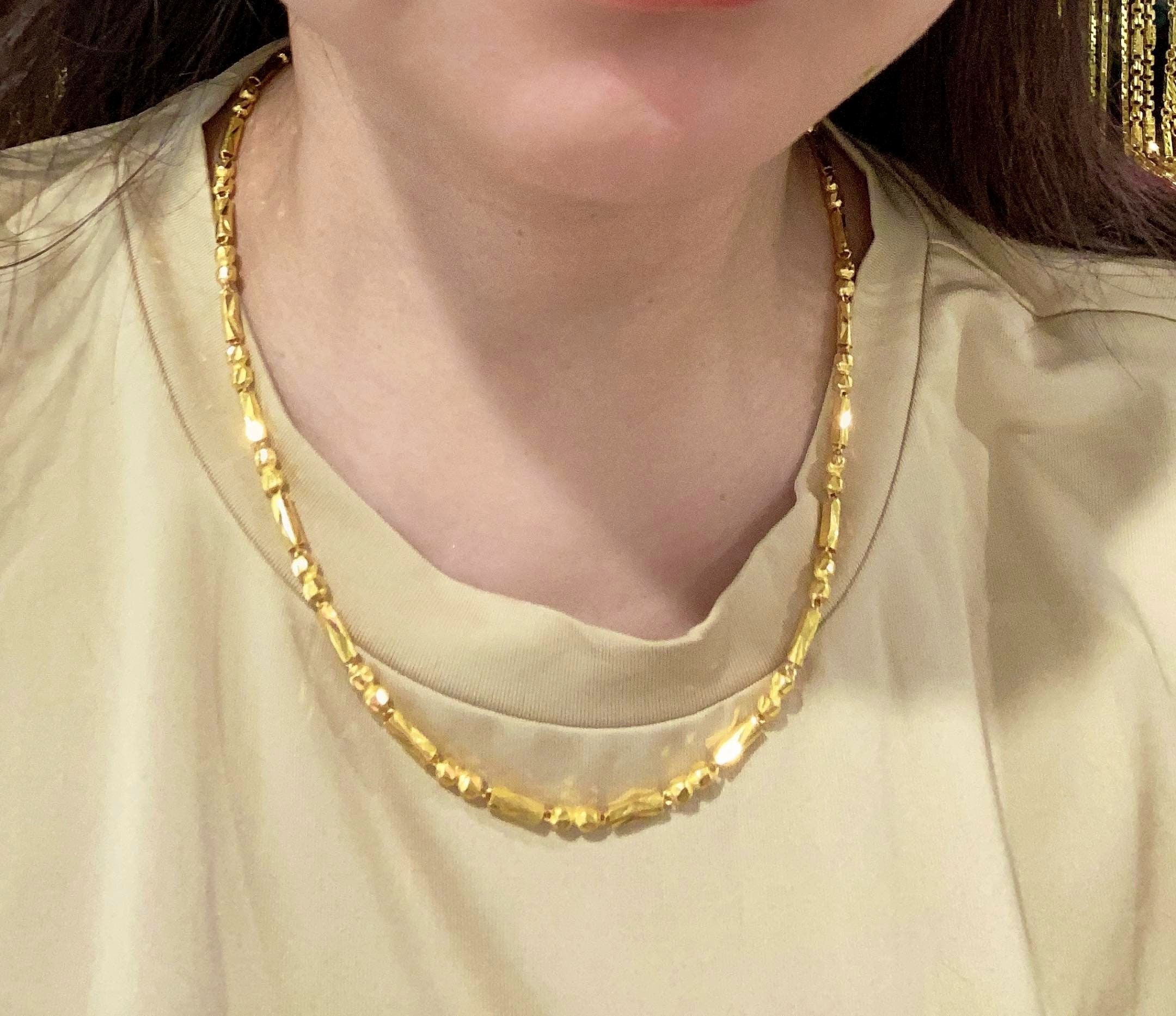 23K 980 Pure Gold Bamboo Balls Link Chain Necklace 18 1/2 23K 980 Pure Gold Bamboo Balls Link Chain Necklace 18 1/2