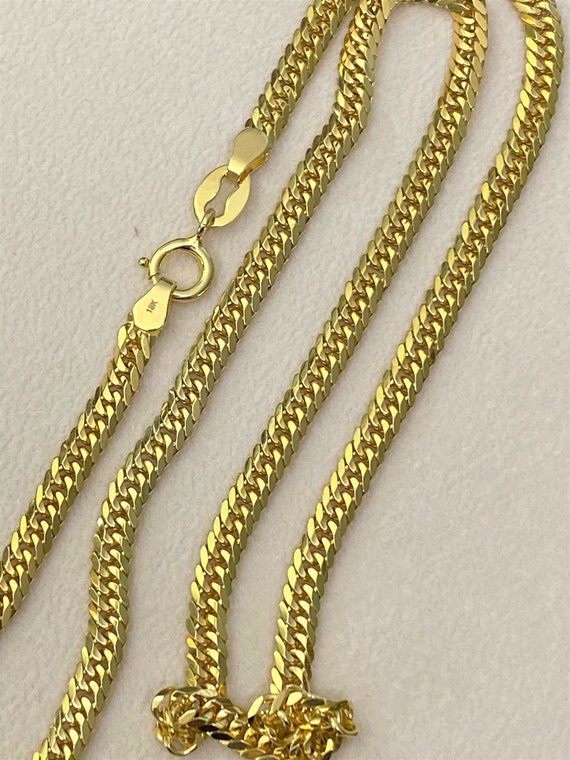 Vintage 14K Solid Yellow Gold Cuban Link Chain Ne… - image 2