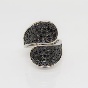 Sterling Silver Black Sapphire Bypass Ring Size 8