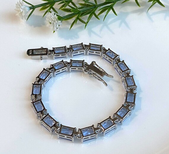 Vintage Sterling Silver Rectangular Tanzanite Lin… - image 4