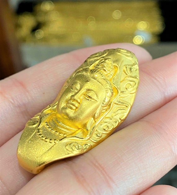 Vintage 24K 9999 Pure Gold 3D Kwan Yin, Quan Yin … - image 3