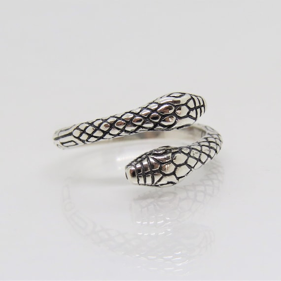 Vintage Sterling Silver Snakes Ring Size 7 View 5