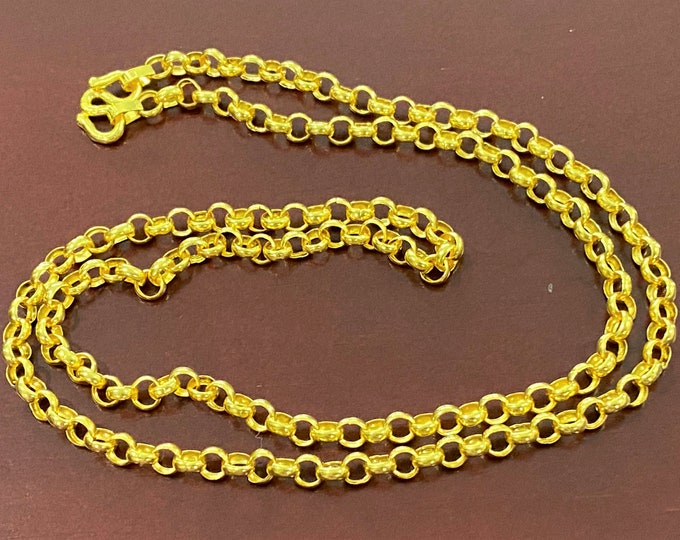 Vintage 23K 980 Solid gold Rolo Chain Necklace 18'' Length