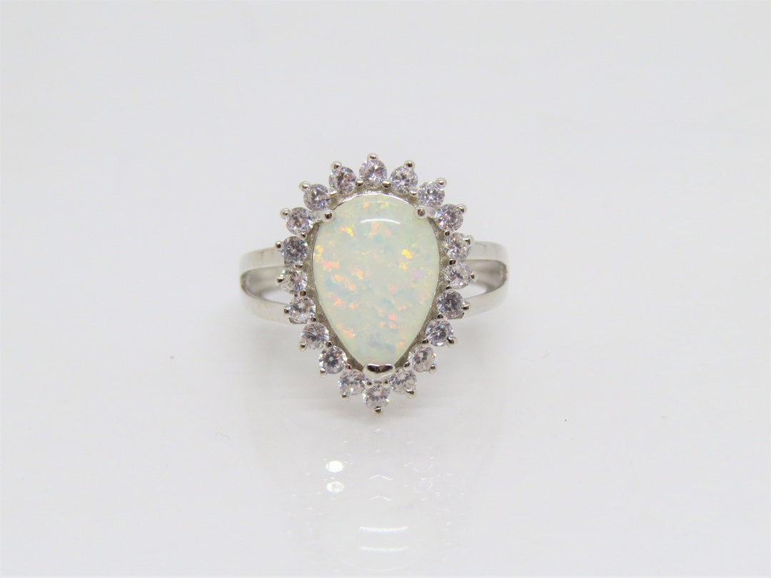 Vintage Sterling Silver White Opal & White Topaz Ring Size 7 - Etsy