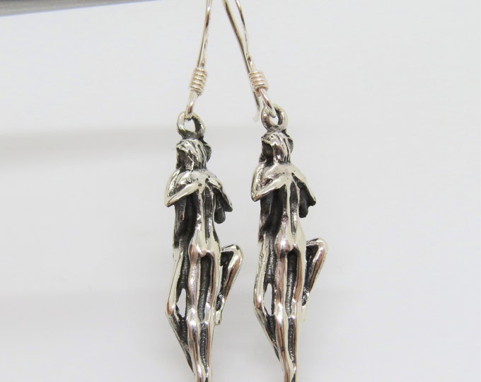 Vintage Sterling Silver Man and Woman Intimate Dangle Earrings