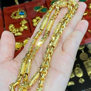 Vintage 610 15K Solid Yellow Gold Anchor, Dragon Chain Link Necklace 24&#39;&#39;
