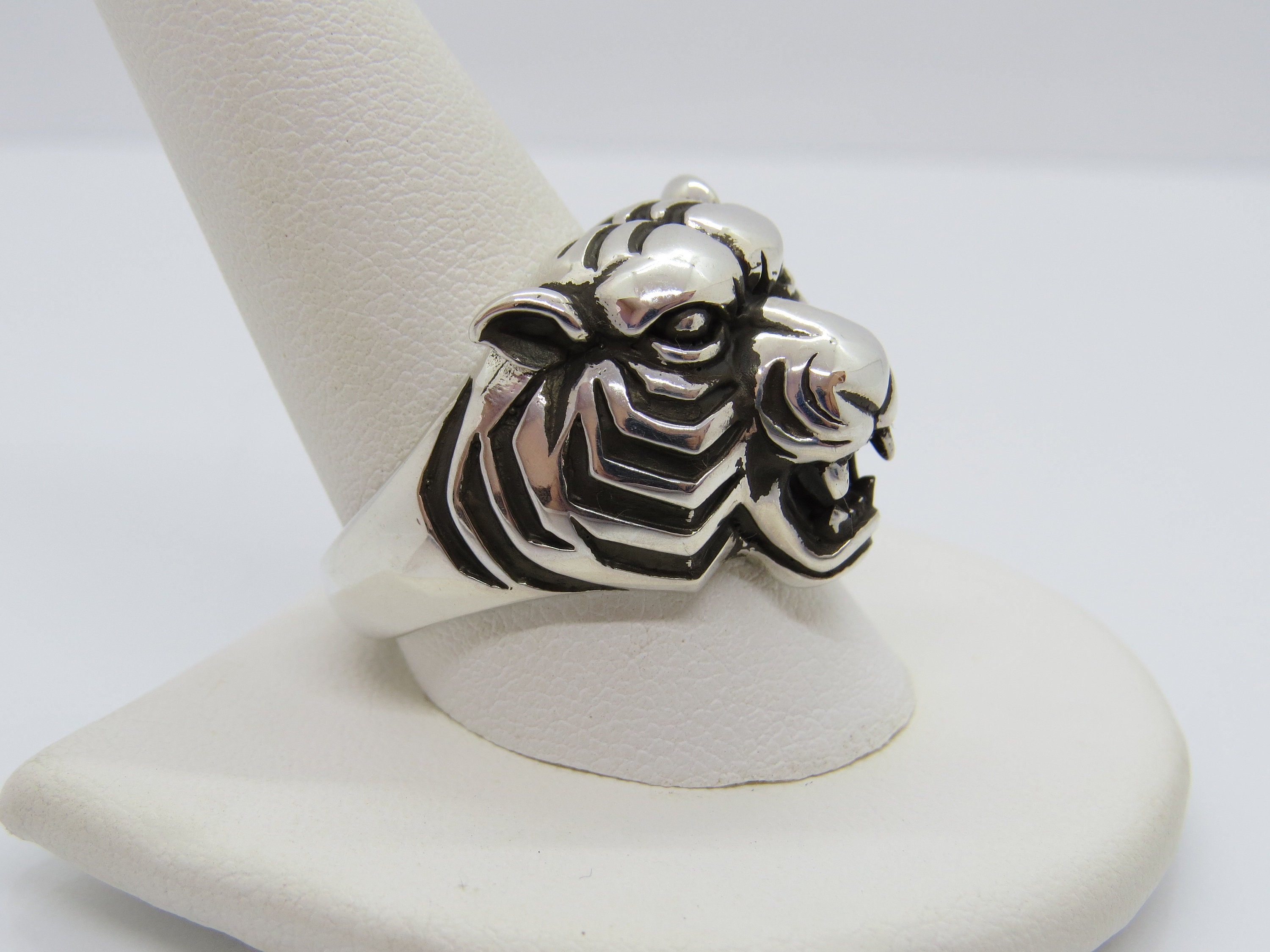 Vintage Sterling Silver Tiger Head Men's Ring Size 9 Etsy