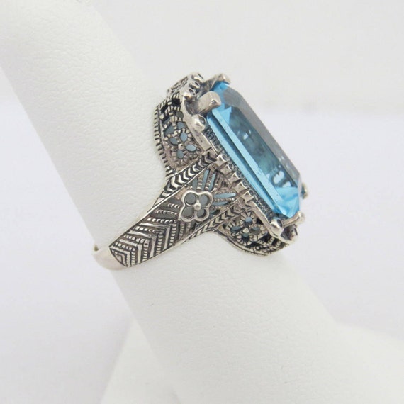 Vintage Sterling Silver Aquamarine Solitaire Ring… - image 4