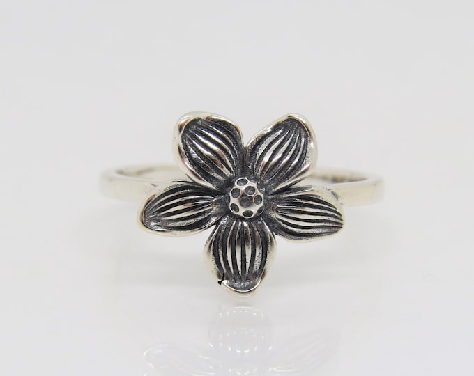 Vintage Sterling Silver Flower Ring Size 7