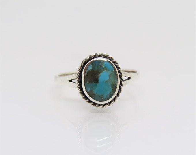 Vintage Sterling Silver Turquoise Ring Size 10