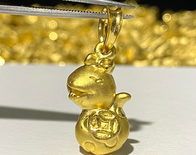 24K 999 Pure Gold Snake Zodiac Pendant. - Etsy