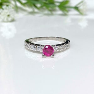 Vintage Sterling Silver Ruby Ring Size 7